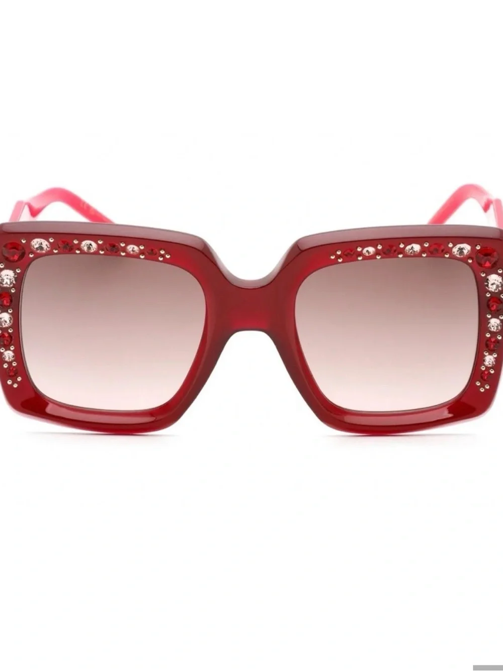 Carolina Herrera Burgundy Crystal Square Sunglasses